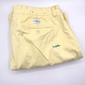Vineyard Vines Men's 35x8 Yellow Club Shorts Green Shark Swordfish Cotton Preppy